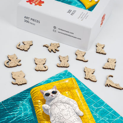 Cool Cat Summer - Wooden Jigsaw Puzzle