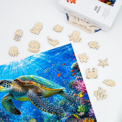 Coral Sea Turtle - Wooden Jigsaw Puzzle