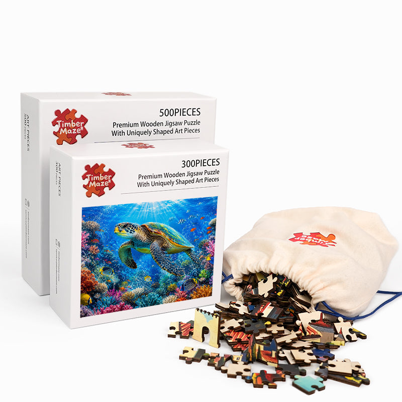 Coral Sea Turtle - Wooden Jigsaw Puzzle