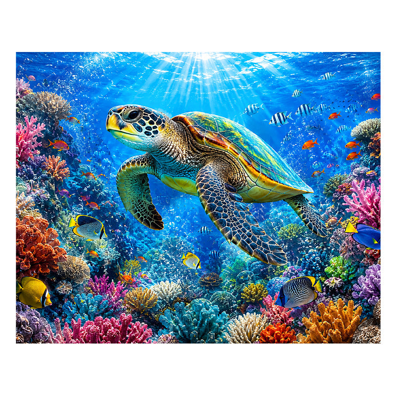 Coral Sea Turtle - Wooden Jigsaw Puzzle