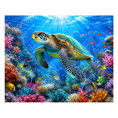 Coral Sea Turtle - Wooden Jigsaw Puzzle