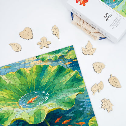 Fish on Lotus Leaf - Wooden Jigsaw Puzzle