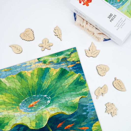 Fish on Lotus Leaf - Wooden Jigsaw Puzzle