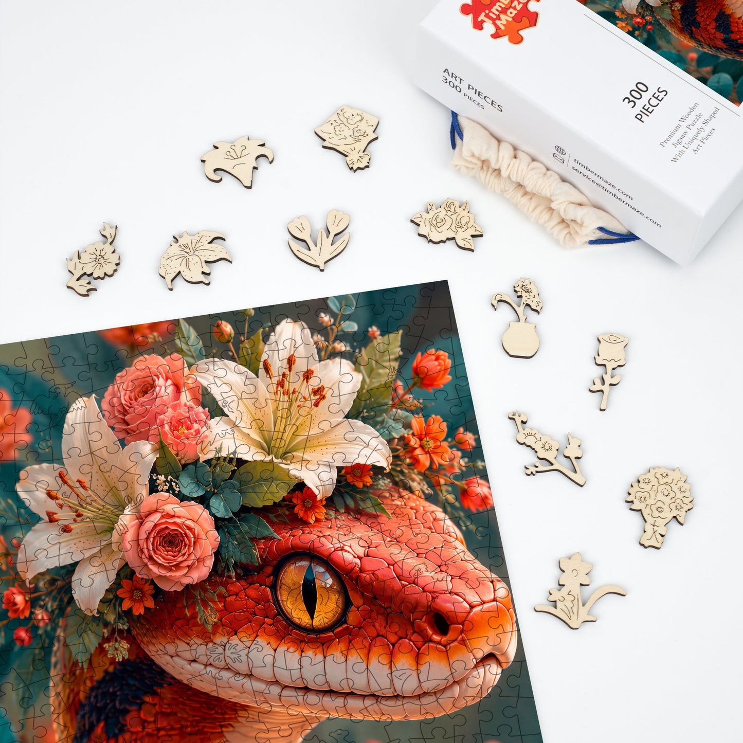 Floral Serpent - Wooden Jigsaw Puzzle