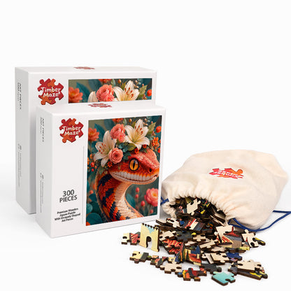Floral Serpent - Wooden Jigsaw Puzzle