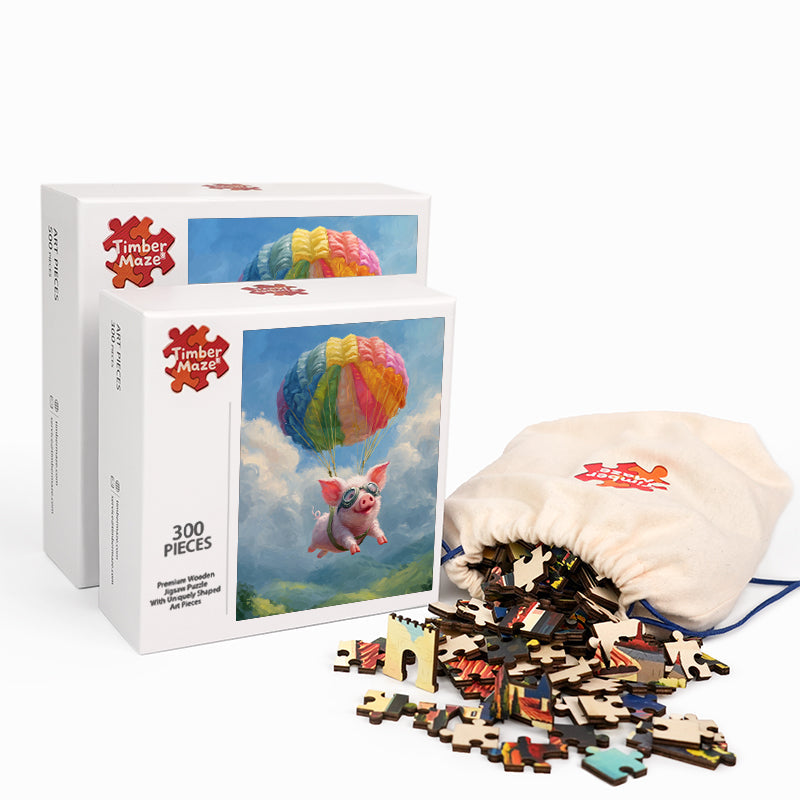 Flying Pig - Wooden Jigsaw Puzzle