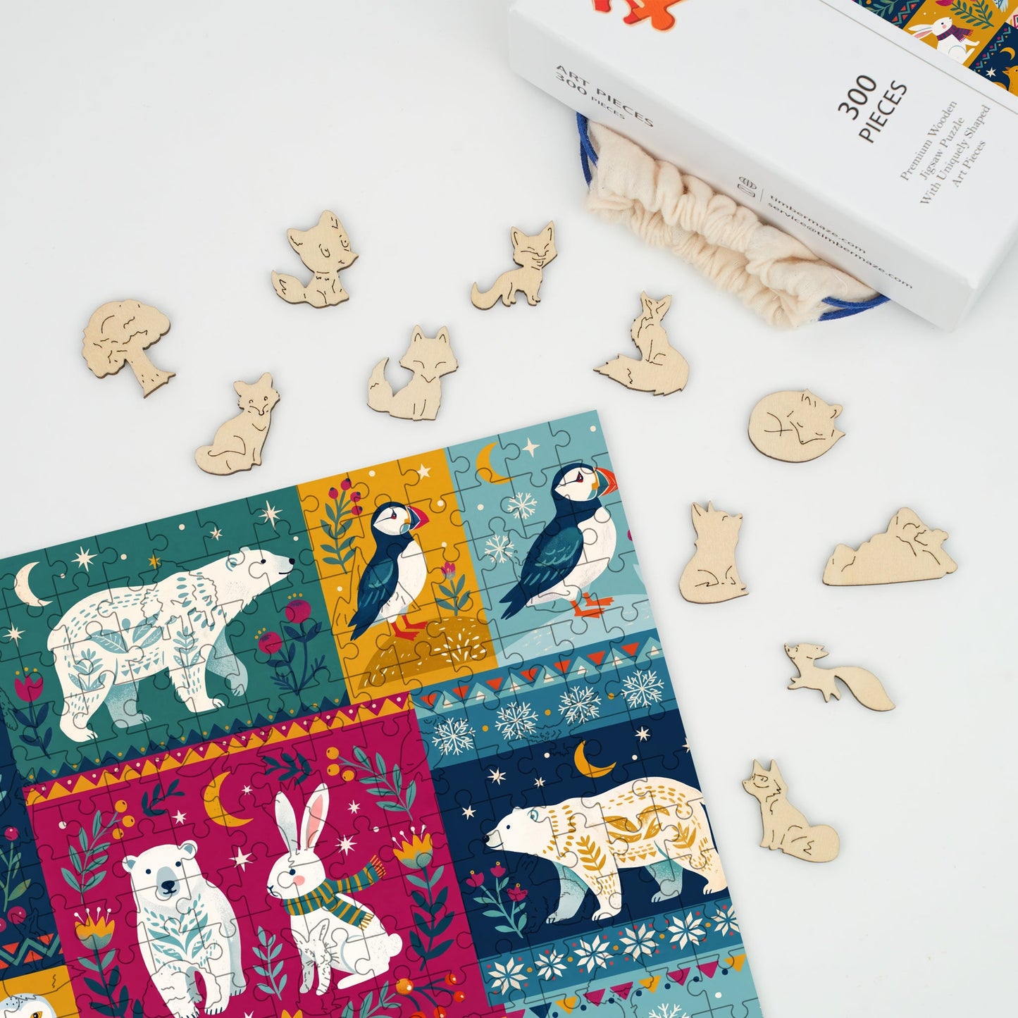 Folk Arctic Friends - Wooden Jigsaw Puzzle