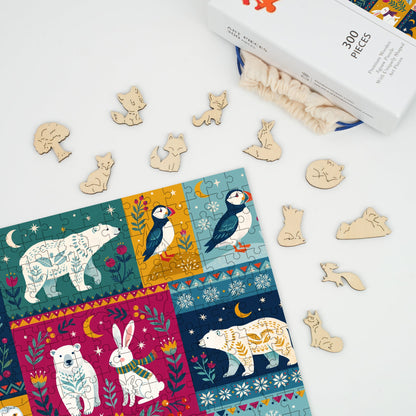 Folk Arctic Friends - Wooden Jigsaw Puzzle