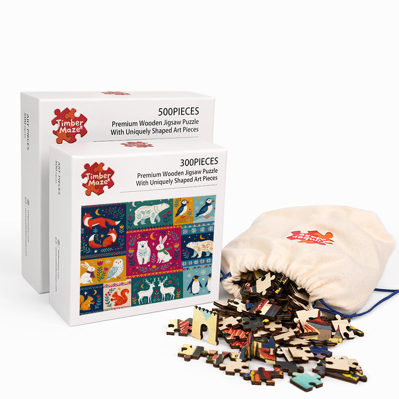 Folk Arctic Friends - Wooden Jigsaw Puzzle