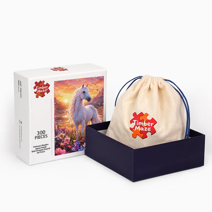 Sunset White Horse - Wooden Jigsaw Puzzle