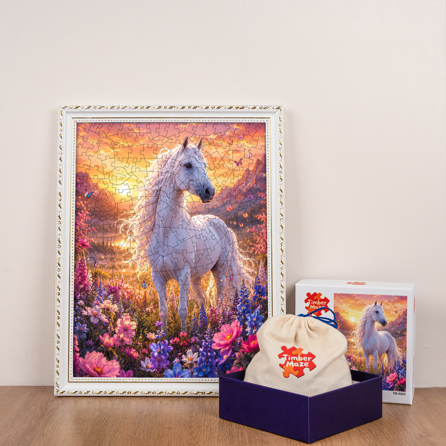 Sunset White Horse - Wooden Jigsaw Puzzle