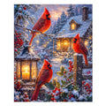 Winter Cardinal Cottage - Wooden Jigsaw Puzzle