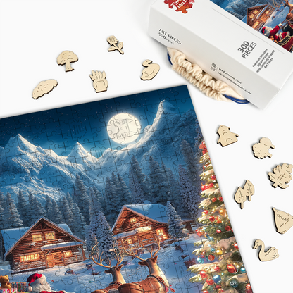 Santa's Sleigh Ride - Wooden Jigsaw Puzzle