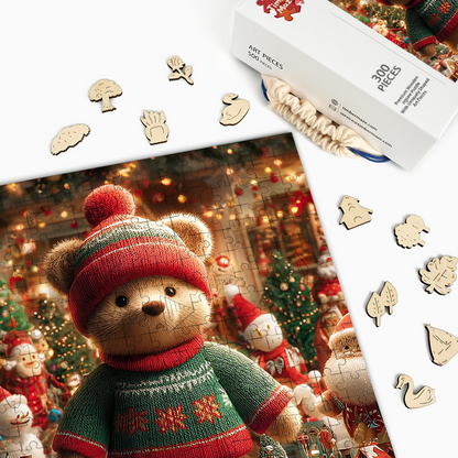 Teddy's Holiday Village - Wooden Jigsaw Puzzle
