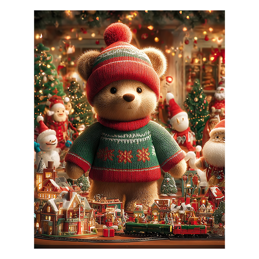 Teddy's Holiday Village - Wooden Jigsaw Puzzle