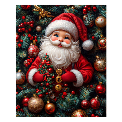 Jolly Santa Amidst Festive Decorations - Wooden Jigsaw Puzzle
