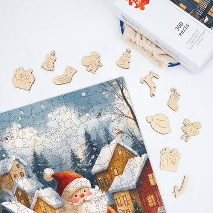 Jolly Santa in a Winter Wonderland - Wooden Jigsaw Puzzle