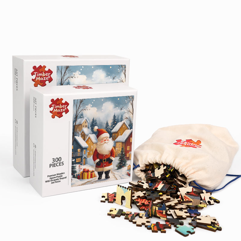 Jolly Santa in a Winter Wonderland - Wooden Jigsaw Puzzle