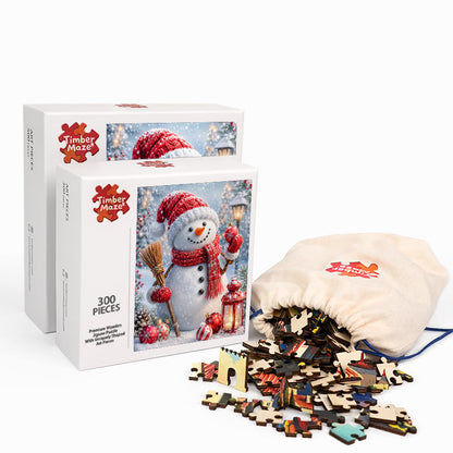 Merry Snowman Wishes - Wooden Jigsaw Puzzle