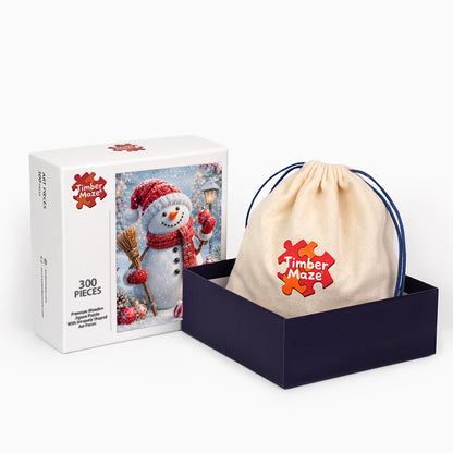 Merry Snowman Wishes - Wooden Jigsaw Puzzle