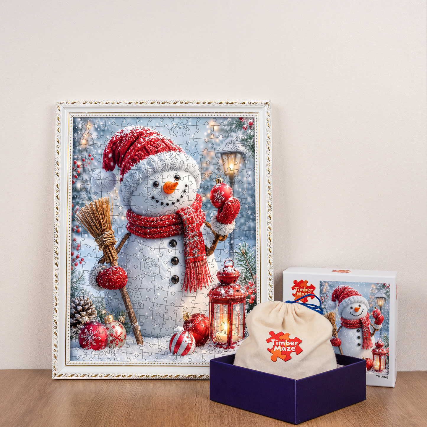 Merry Snowman Wishes - Wooden Jigsaw Puzzle