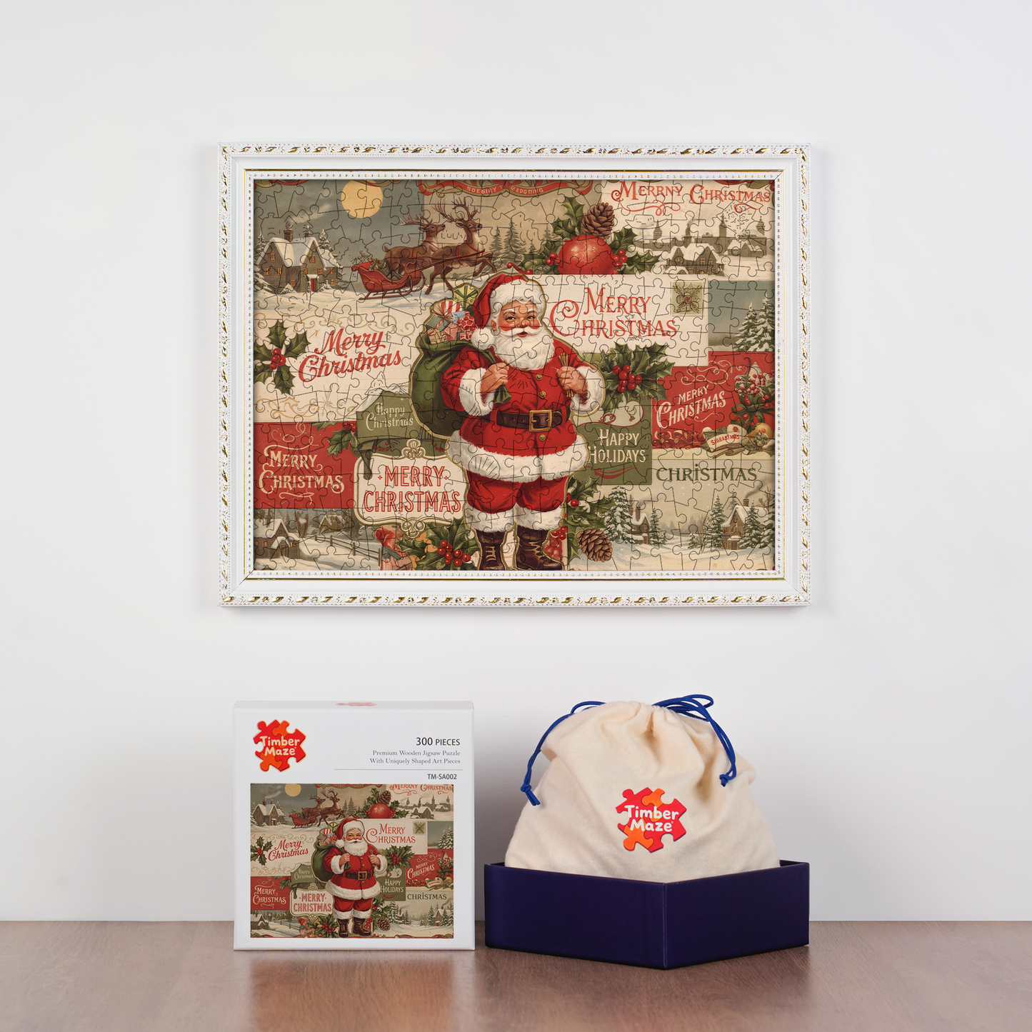 Vintage Santa Collage - Wooden Jigsaw Puzzle