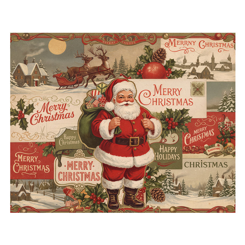 Vintage Santa Collage - Wooden Jigsaw Puzzle