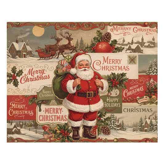 Vintage Santa Collage - Wooden Jigsaw Puzzle