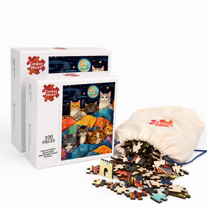 Cats in Space - Wooden Jigsaw Puzzle