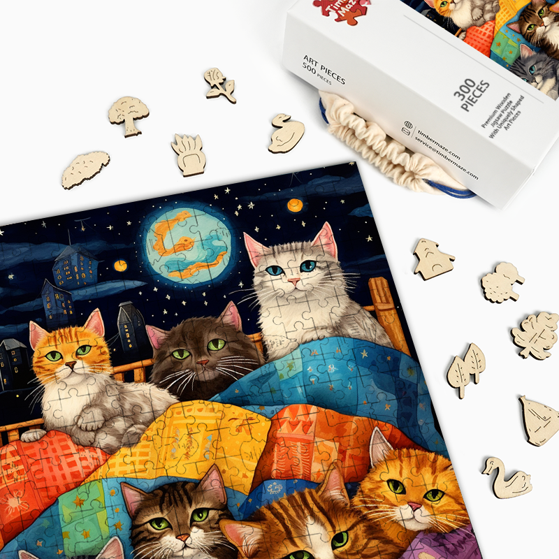 Cats in Space - Wooden Jigsaw Puzzle