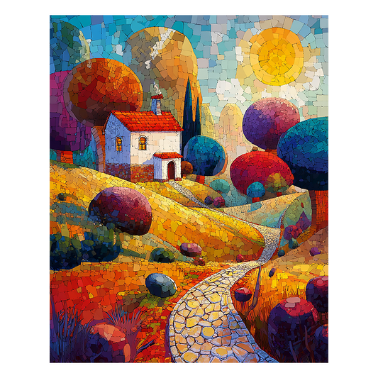 Cubist Country Home - Wooden Jigsaw Puzzle