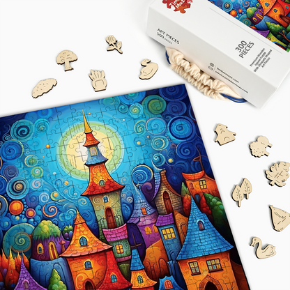 Fantasy Town - Wooden Jigsaw Puzzle