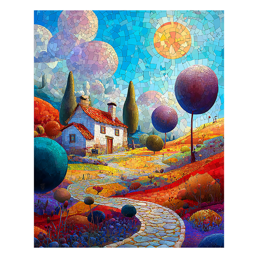 Geometric Garden Retreat - Wooden Jigsaw Puzzle