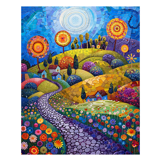 Mosaic Sunflower Valley - Wooden Jigsaw Puzzle