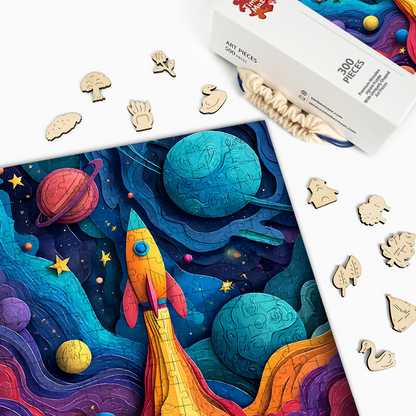 Space Rocket - Wooden Jigsaw Puzzle