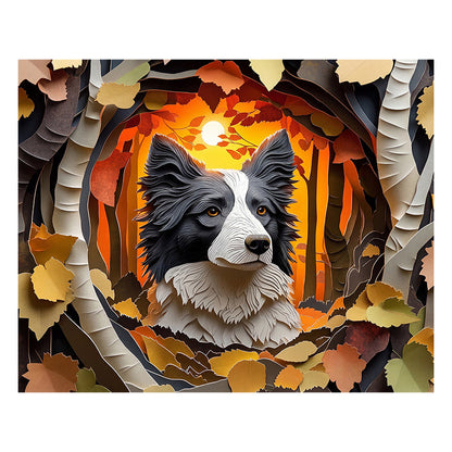 Autumn Whispers of the Border Collie - Wooden Jigsaw Puzzle