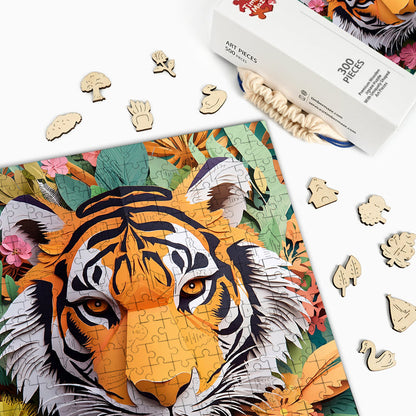 Tiger's Bloom - Wooden Jigsaw Puzzle