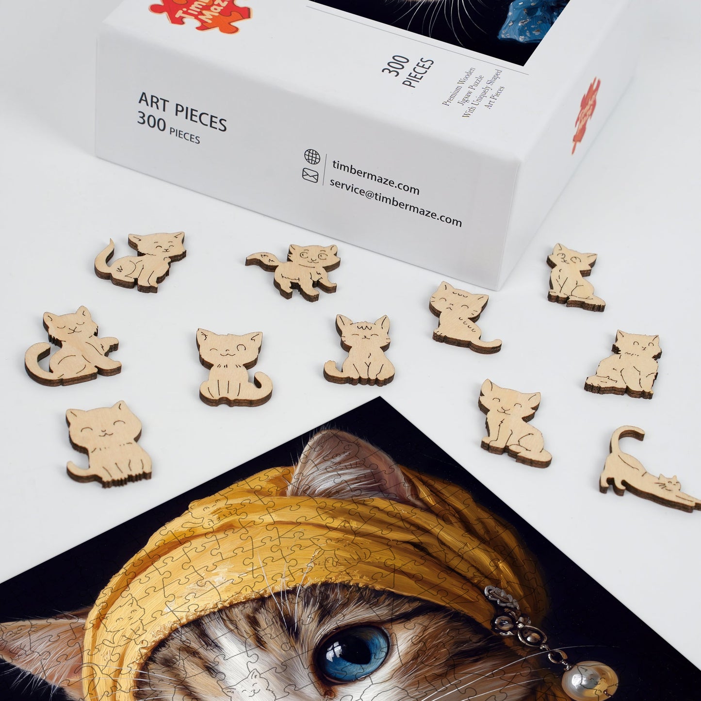 Cat with Pearl Earring - Wooden Jigsaw Puzzle