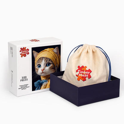 Cat with Pearl Earring - Wooden Jigsaw Puzzle