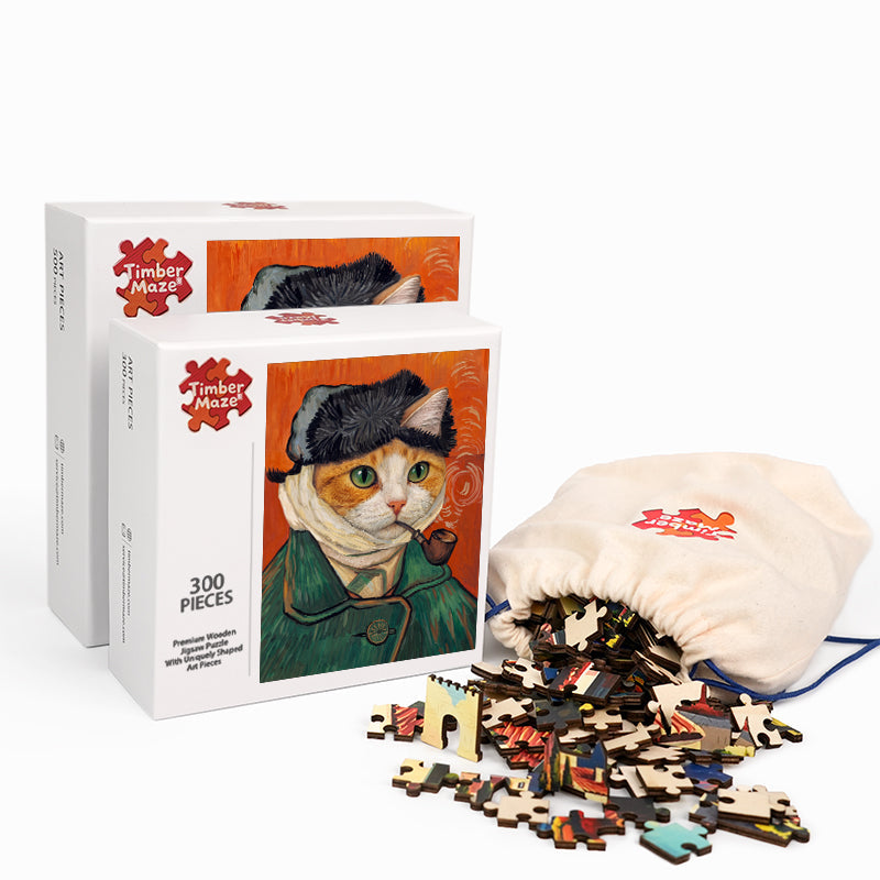 Self-Portrait of Cat - Wooden Jigsaw Puzzle
