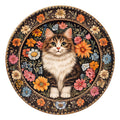 Floral Cat Plate - Wooden Jigsaw Puzzle