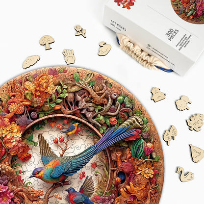 Vintage Floral Aviary - Wooden Jigsaw Puzzle