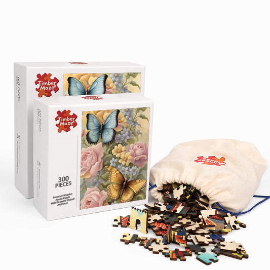 Flowers Butterflies - Wooden Jigsaw Puzzle