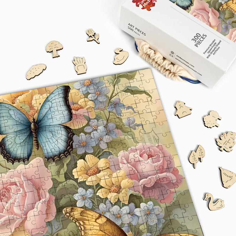 Flowers Butterflies - Wooden Jigsaw Puzzle