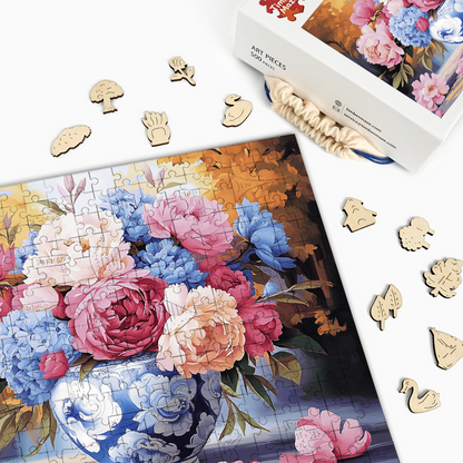 Peony Vase - Wooden Jigsaw Puzzle