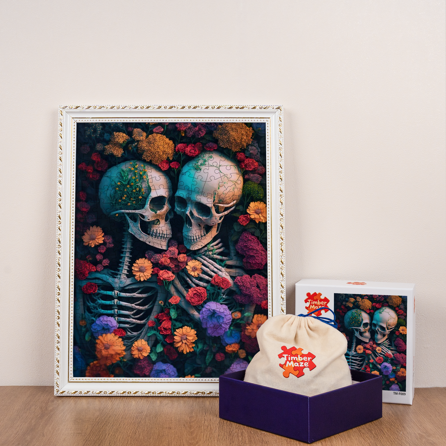 Skeleton Sea of Flowers - Wooden Jigsaw Puzzle