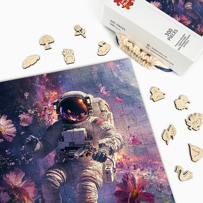 Space Walk in a Dreamlike Cosmos - Wooden Jigsaw Puzzle
