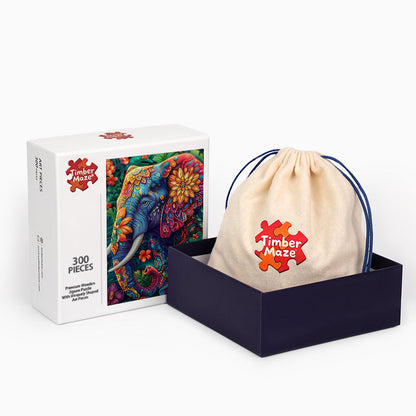 Vivid Elephant - Wooden Jigsaw Puzzle