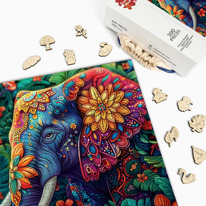 Vivid Elephant - Wooden Jigsaw Puzzle