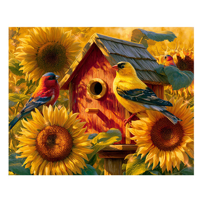 Sunflower Birdhouse - Wooden Jigsaw Puzzle